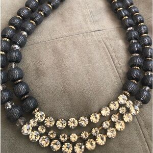 Necklace blue and rhinestones